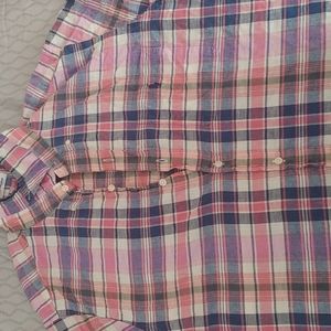 Plaid button down polo